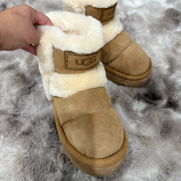 UGG Tan and Cream Winter Boots - Picture 2 of 6